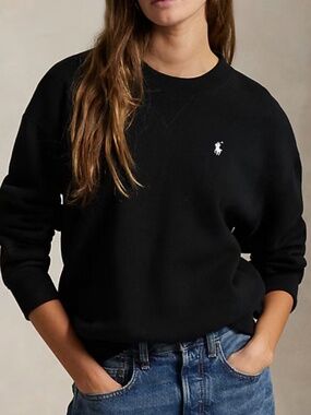 Polo by Ralph Lauren Black Crewneck Sweater with White Pony fits medium.